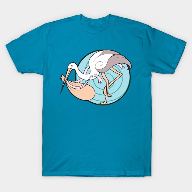 Baby carrying stork T-Shirt by VisAnastasis